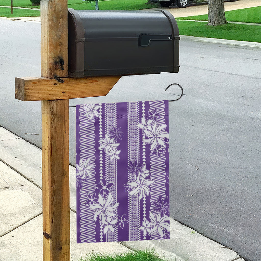 Hawaii Kakau Tribal Garden Flag With Purple Tiare