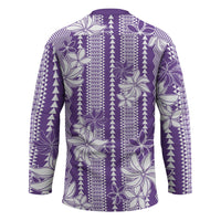 Hawaii Kakau Tribal Hockey Jersey With Purple Tiare