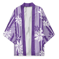 Hawaii Kakau Tribal Kimono With Purple Tiare