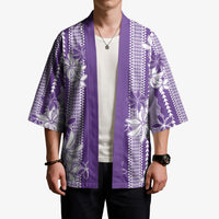 Hawaii Kakau Tribal Kimono With Purple Tiare