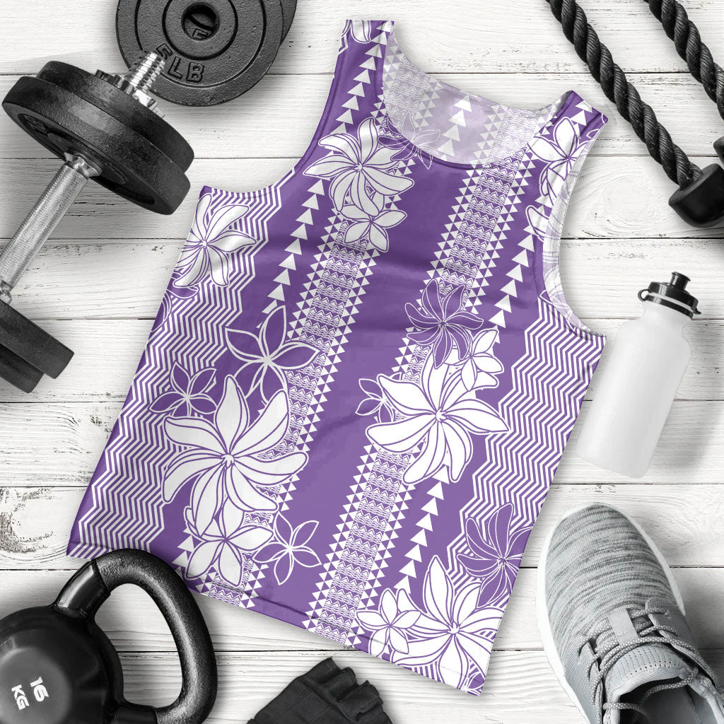Hawaii Kakau Tribal Men Tank Top With Purple Tiare