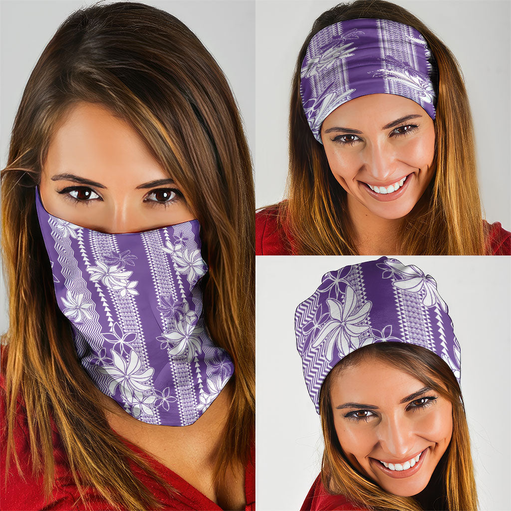 Hawaii Kakau Tribal Neck Gaiter With Purple Tiare