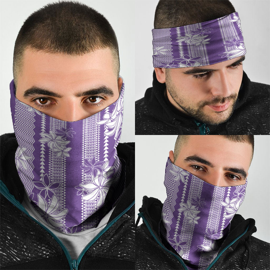 Hawaii Kakau Tribal Neck Gaiter With Purple Tiare