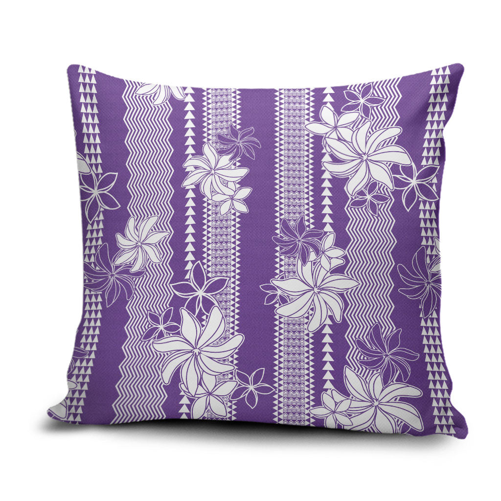 Hawaii Kakau Tribal Pillow Cover With Purple Tiare