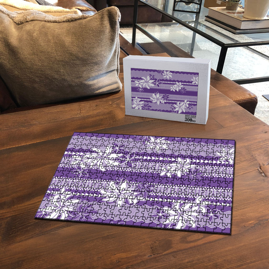 Hawaii Kakau Tribal Puzzle With Purple Tiare