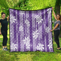 Hawaii Kakau Tribal Quilt With Purple Tiare