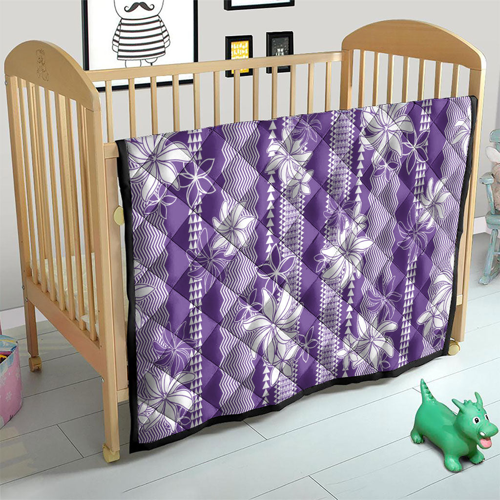 Hawaii Kakau Tribal Quilt With Purple Tiare