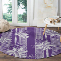 Hawaii Kakau Tribal Round Carpet With Purple Tiare
