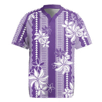 Hawaii Kakau Tribal Rugby Jersey With Purple Tiare