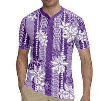 Hawaii Kakau Tribal Rugby Jersey With Purple Tiare