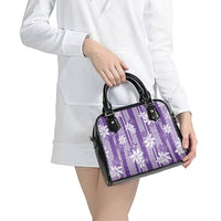Hawaii Kakau Tribal Shoulder Handbag With Purple Tiare