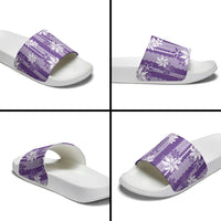 Hawaii Kakau Tribal Slide Sandals With Purple Tiare