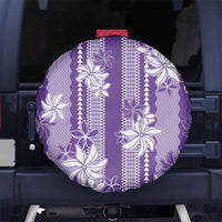 Hawaii Kakau Tribal Spare Tire Cover With Purple Tiare