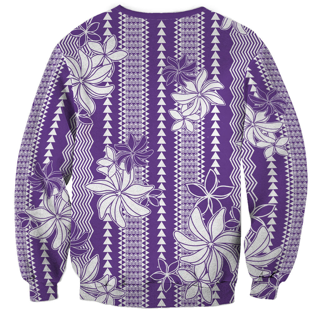 Hawaii Kakau Tribal Sweatshirt With Purple Tiare