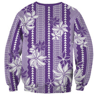 Hawaii Kakau Tribal Sweatshirt With Purple Tiare