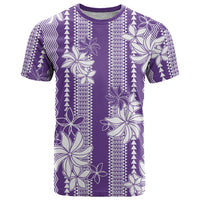 Hawaii Kakau Tribal T Shirt With Purple Tiare