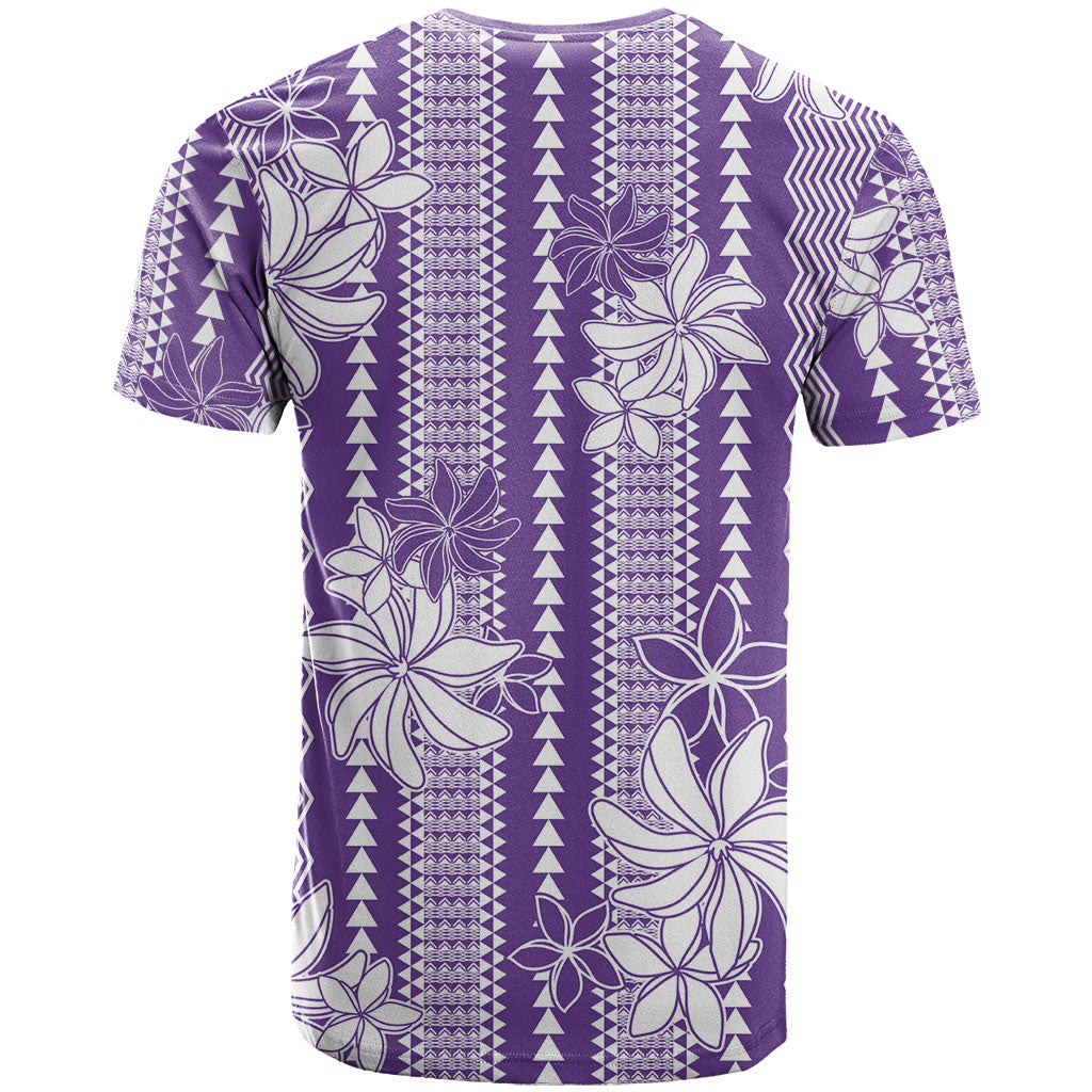Hawaii Kakau Tribal T Shirt With Purple Tiare