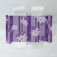 Hawaii Kakau Tribal Tablecloth With Purple Tiare