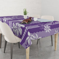 Hawaii Kakau Tribal Tablecloth With Purple Tiare