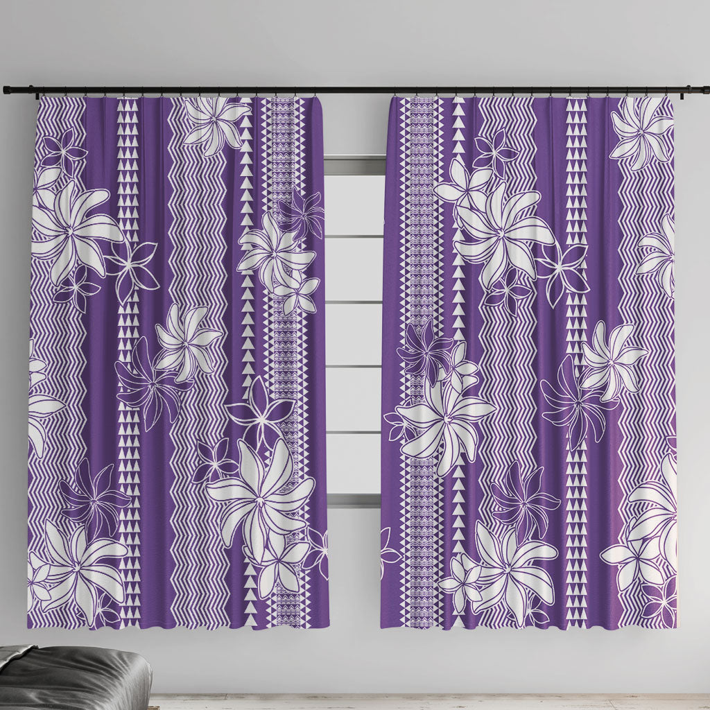 Hawaii Kakau Tribal Window Curtain With Purple Tiare