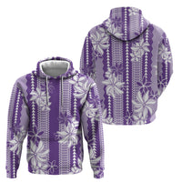 Hawaii Kakau Tribal Zip Hoodie With Purple Tiare