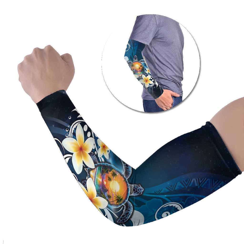 Hawaii Honu Arm Sleeves Polynesian Curves Plumeria - Polynesian Pride
