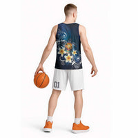 Hawaii Honu Basketball Jersey Polynesian Curves Plumeria - Polynesian Pride