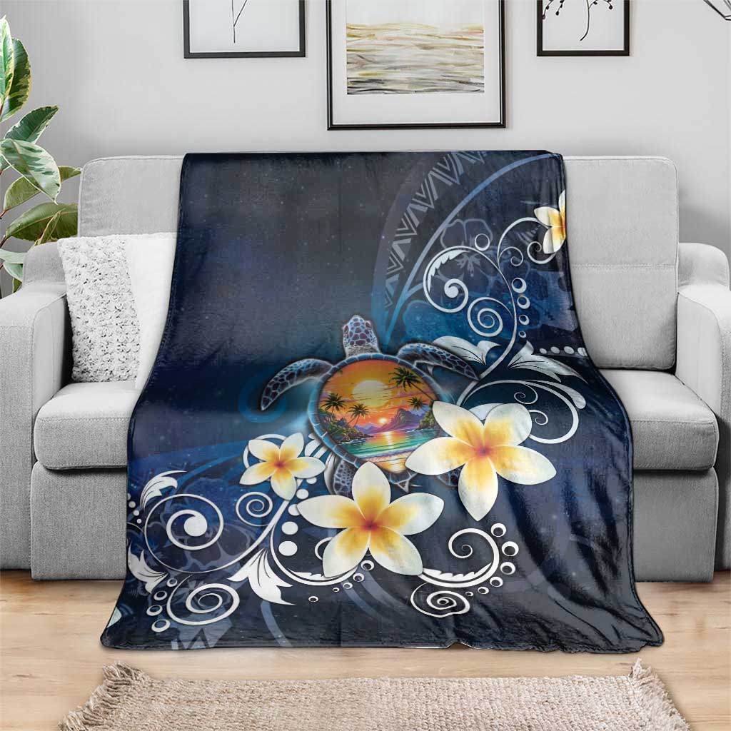 Hawaii Honu Blanket Polynesian Curves Plumeria - Polynesian Pride