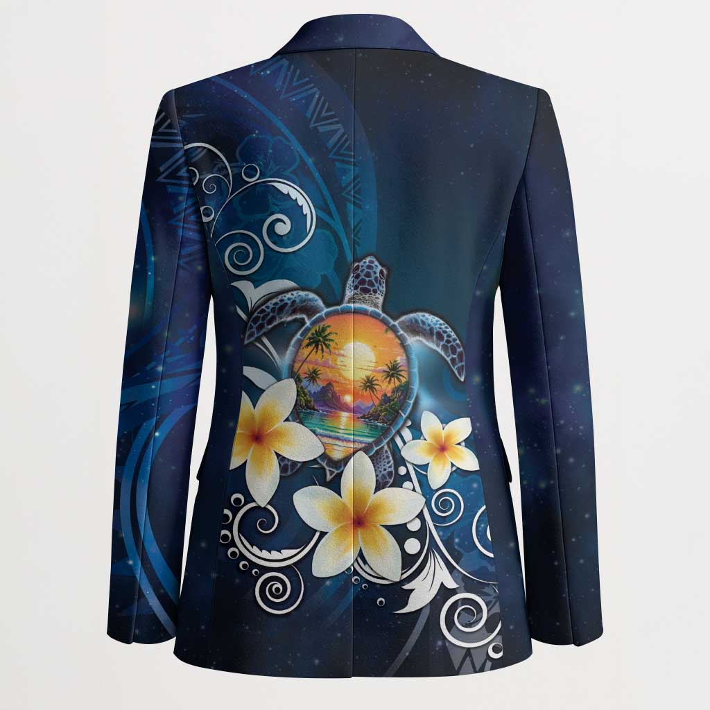 Hawaii Honu Blazer Polynesian Curves Plumeria - Polynesian Pride
