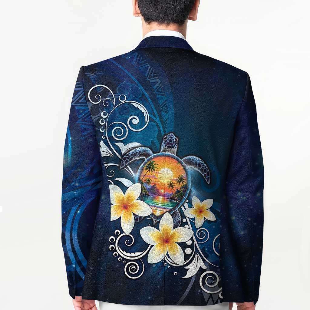 Hawaii Honu Blazer Polynesian Curves Plumeria - Polynesian Pride