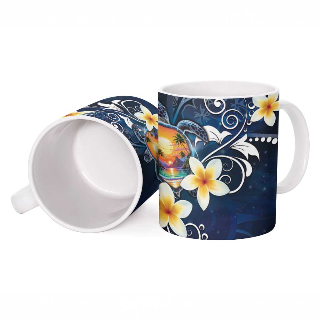 Hawaii Honu Ceramic Mug Polynesian Curves Plumeria - Polynesian Pride