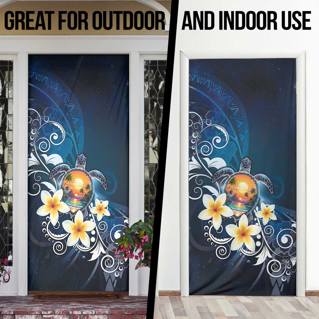 Hawaii Honu Door Cover Polynesian Curves Plumeria - Polynesian Pride