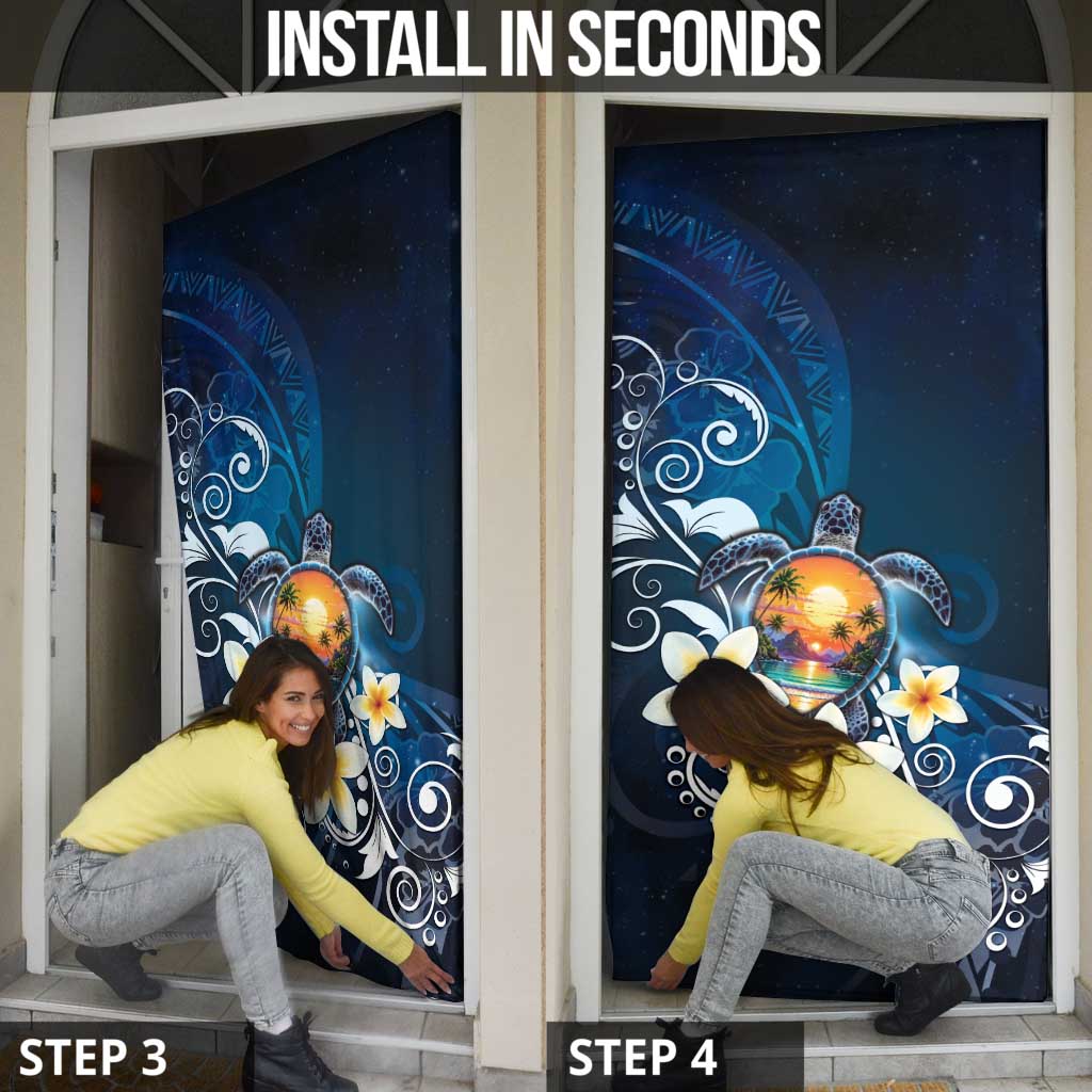 Hawaii Honu Door Cover Polynesian Curves Plumeria - Polynesian Pride