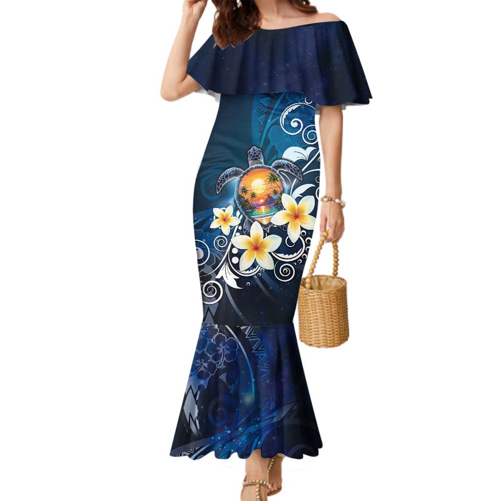Hawaii Honu Family Matching Mermaid Dress and Hawaiian Shirt Polynesian Curves Plumeria - Polynesian Pride