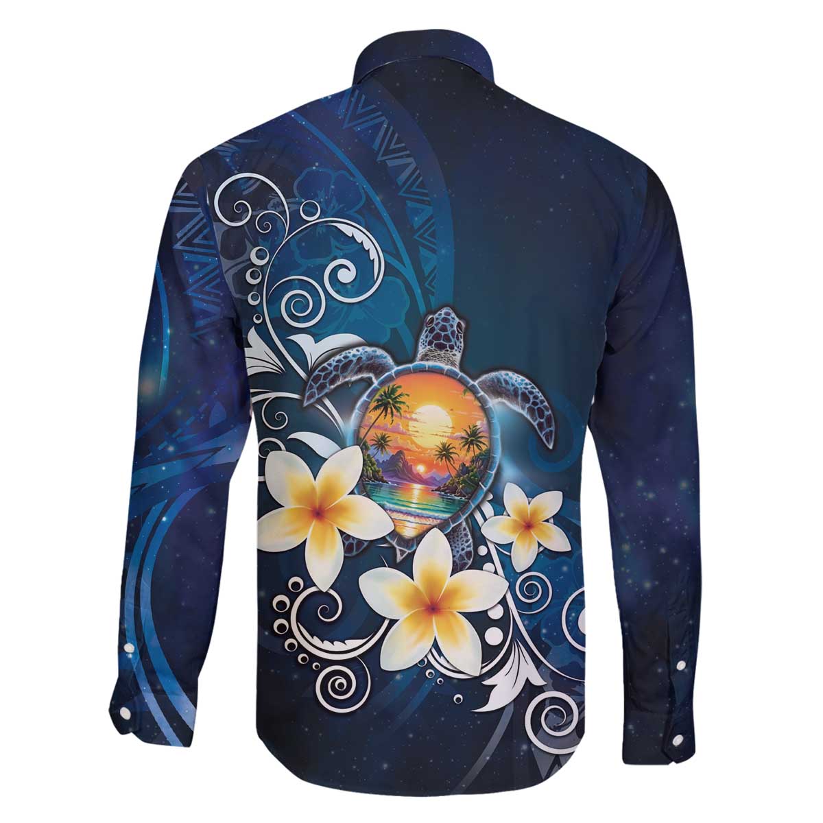 Hawaii Honu Family Matching Off The Shoulder Long Sleeve Dress and Hawaiian Shirt Polynesian Curves Plumeria - Polynesian Pride