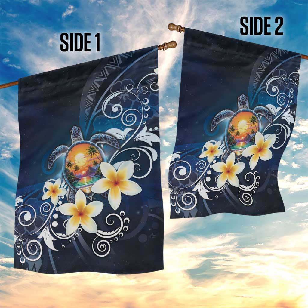 Hawaii Honu Garden Flag Polynesian Curves Plumeria - Polynesian Pride