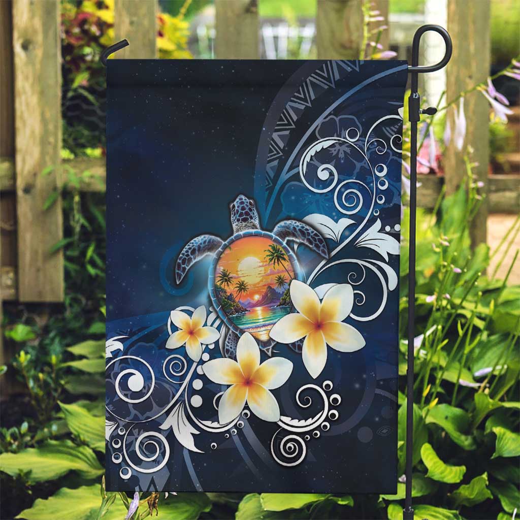 Hawaii Honu Garden Flag Polynesian Curves Plumeria - Polynesian Pride