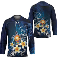 Hawaii Honu Hockey Jersey Polynesian Curves Plumeria - Polynesian Pride
