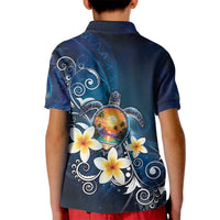 Hawaii Honu Kid Polo Shirt Polynesian Curves Plumeria - Polynesian Pride