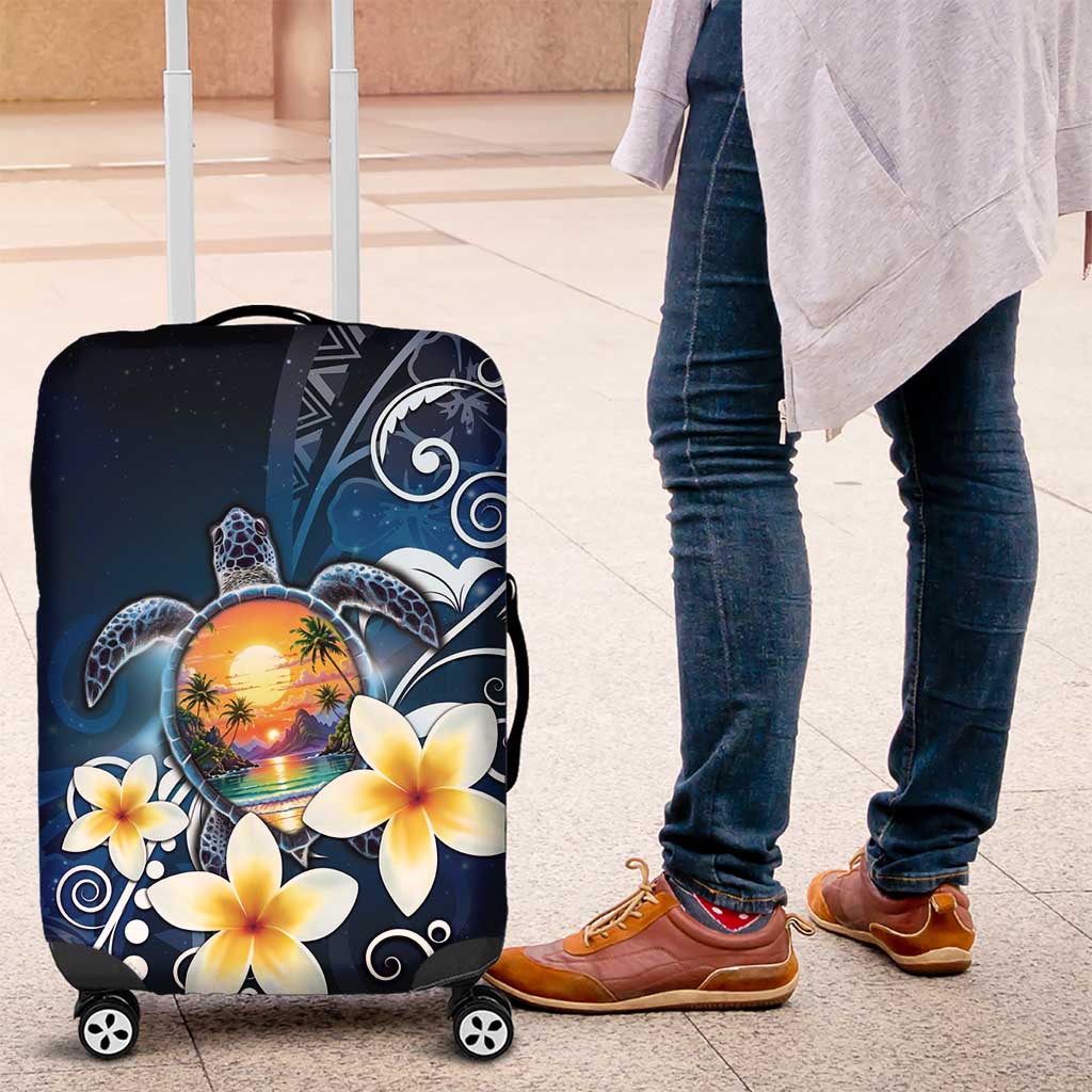 Hawaii Honu Luggage Cover Polynesian Curves Plumeria - Polynesian Pride