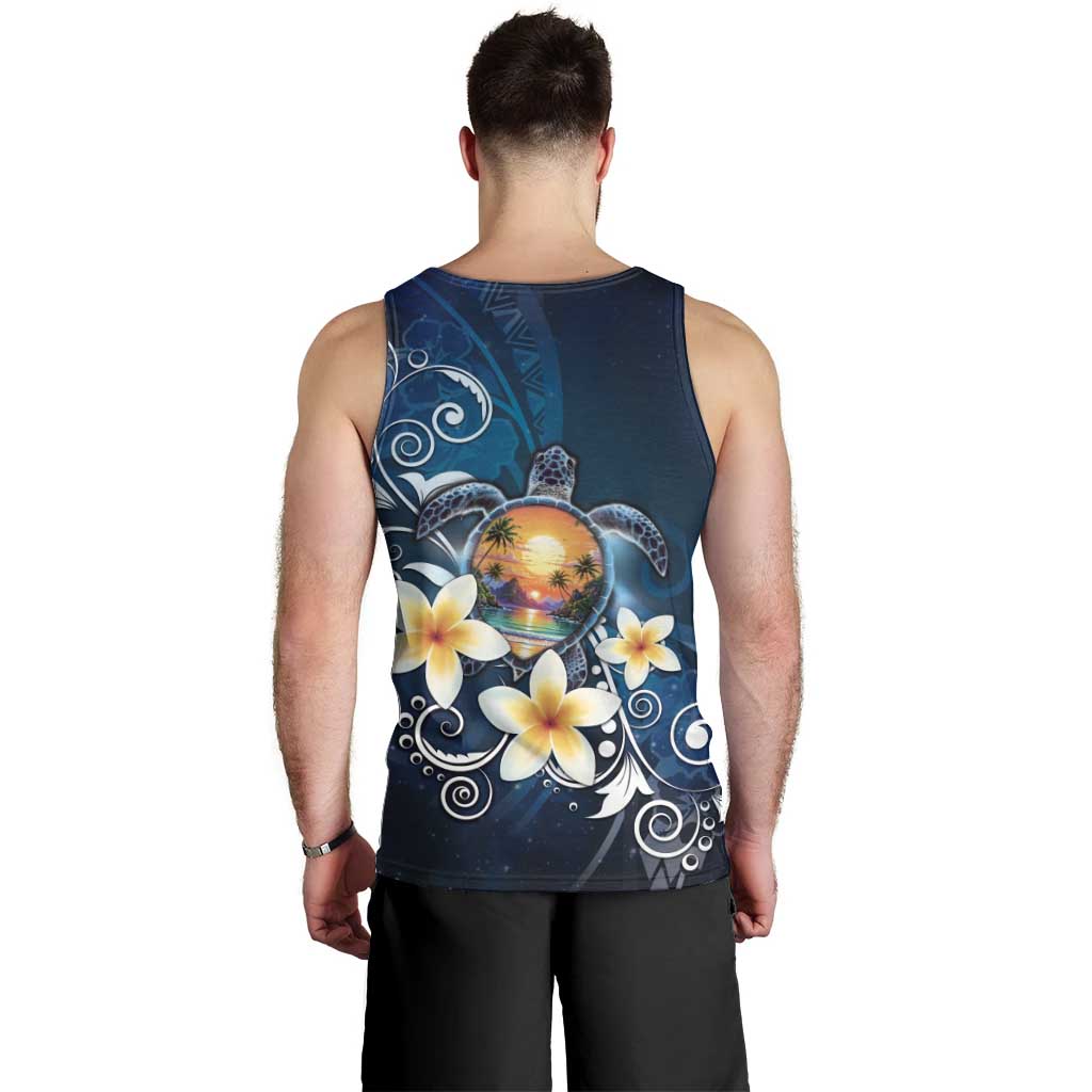 Hawaii Honu Men Tank Top Polynesian Curves Plumeria - Polynesian Pride