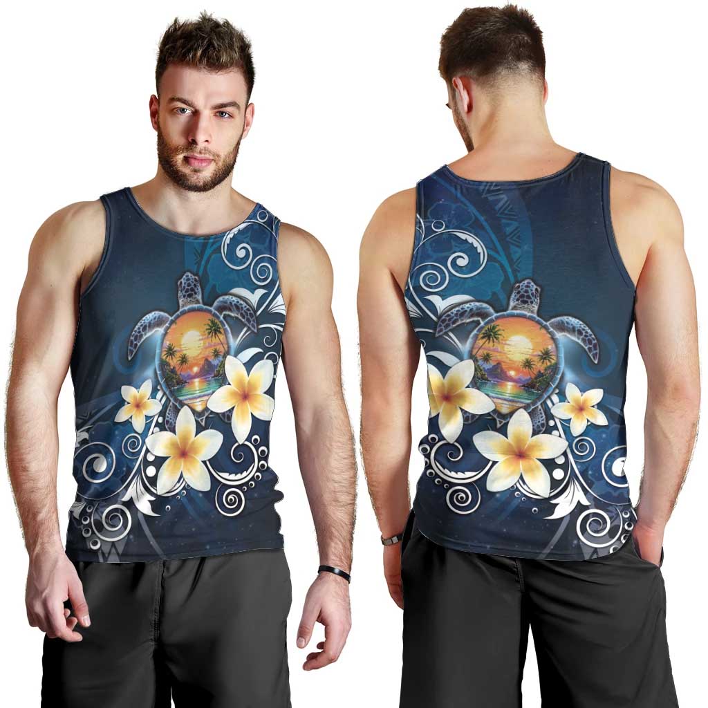 Hawaii Honu Men Tank Top Polynesian Curves Plumeria - Polynesian Pride