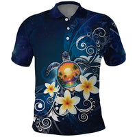 Hawaii Honu Polo Shirt Polynesian Curves Plumeria - Polynesian Pride