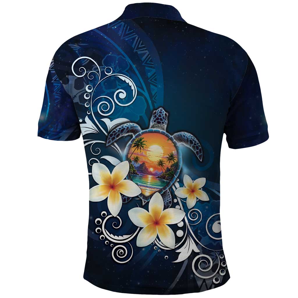 Hawaii Honu Polo Shirt Polynesian Curves Plumeria - Polynesian Pride