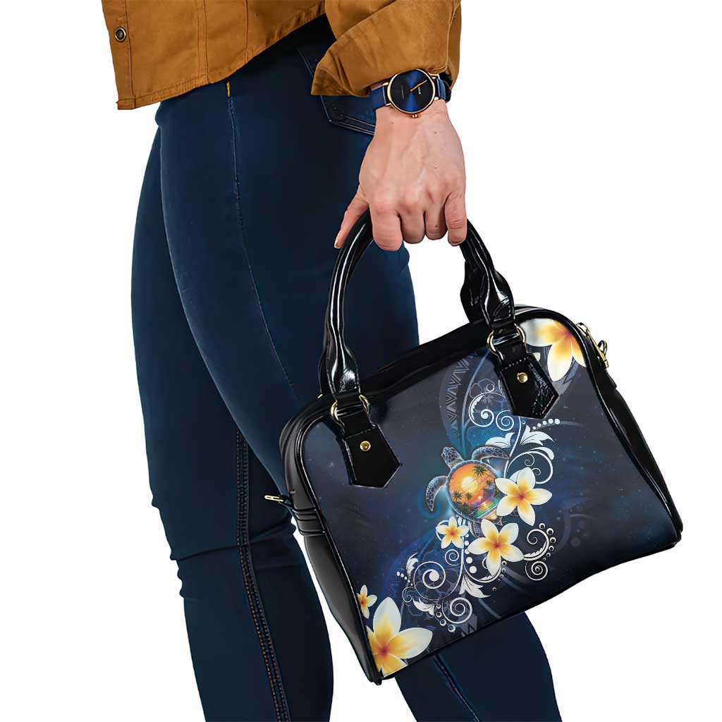 Hawaii Honu Shoulder Handbag Polynesian Curves Plumeria - Polynesian Pride