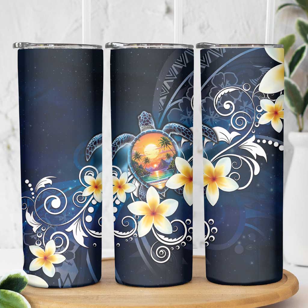 Hawaii Honu Skinny Tumbler Polynesian Curves Plumeria - Polynesian Pride
