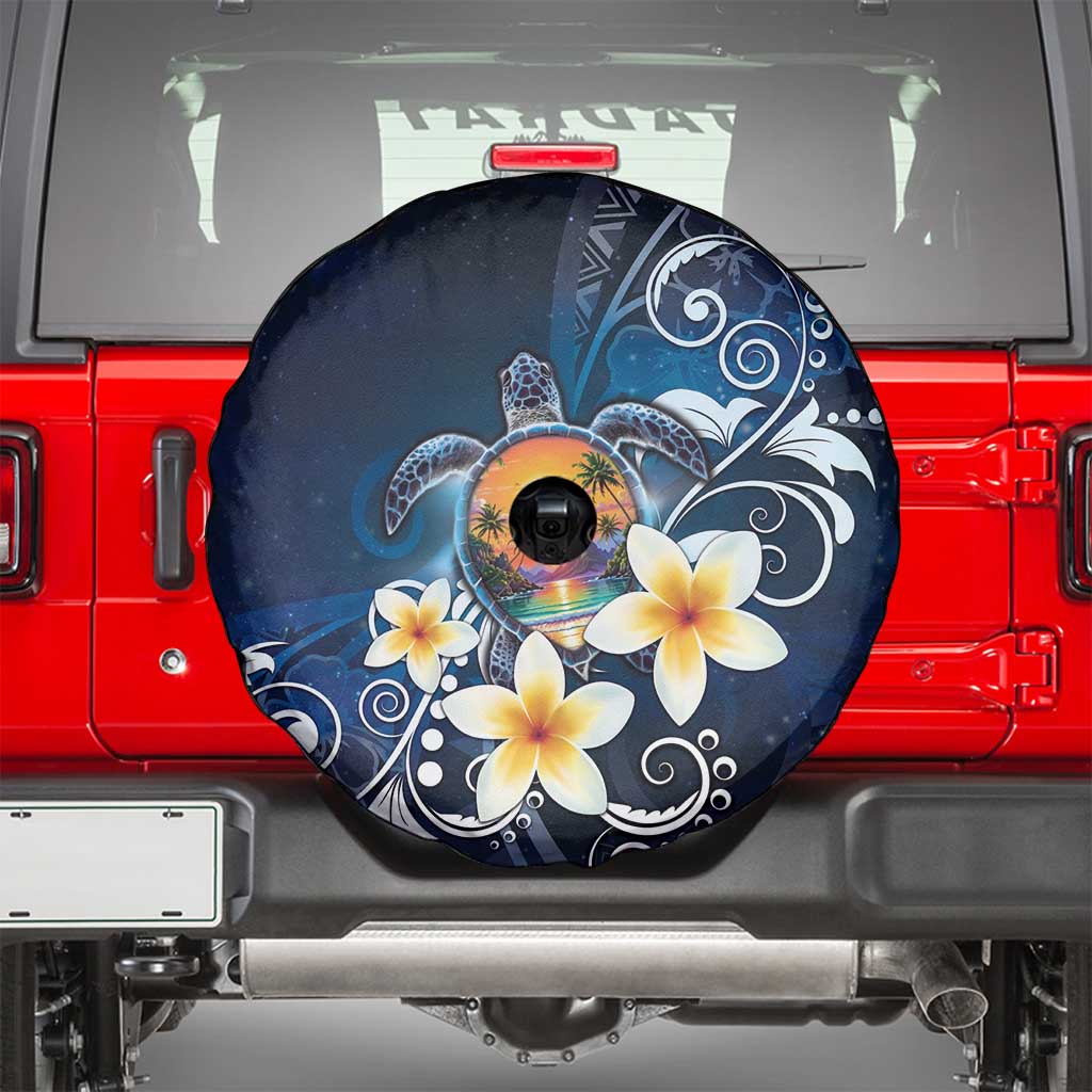 Hawaii Honu Spare Tire Cover Polynesian Curves Plumeria - Polynesian Pride