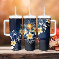 Hawaii Honu Tumbler With Handle Polynesian Curves Plumeria - Polynesian Pride