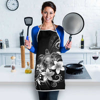 Hawaii Honu Apron Polynesian Curves Plumeria Grayscale - Polynesian Pride