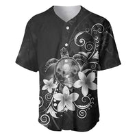 Hawaii Honu Baseball Jersey Polynesian Curves Plumeria Grayscale - Polynesian Pride